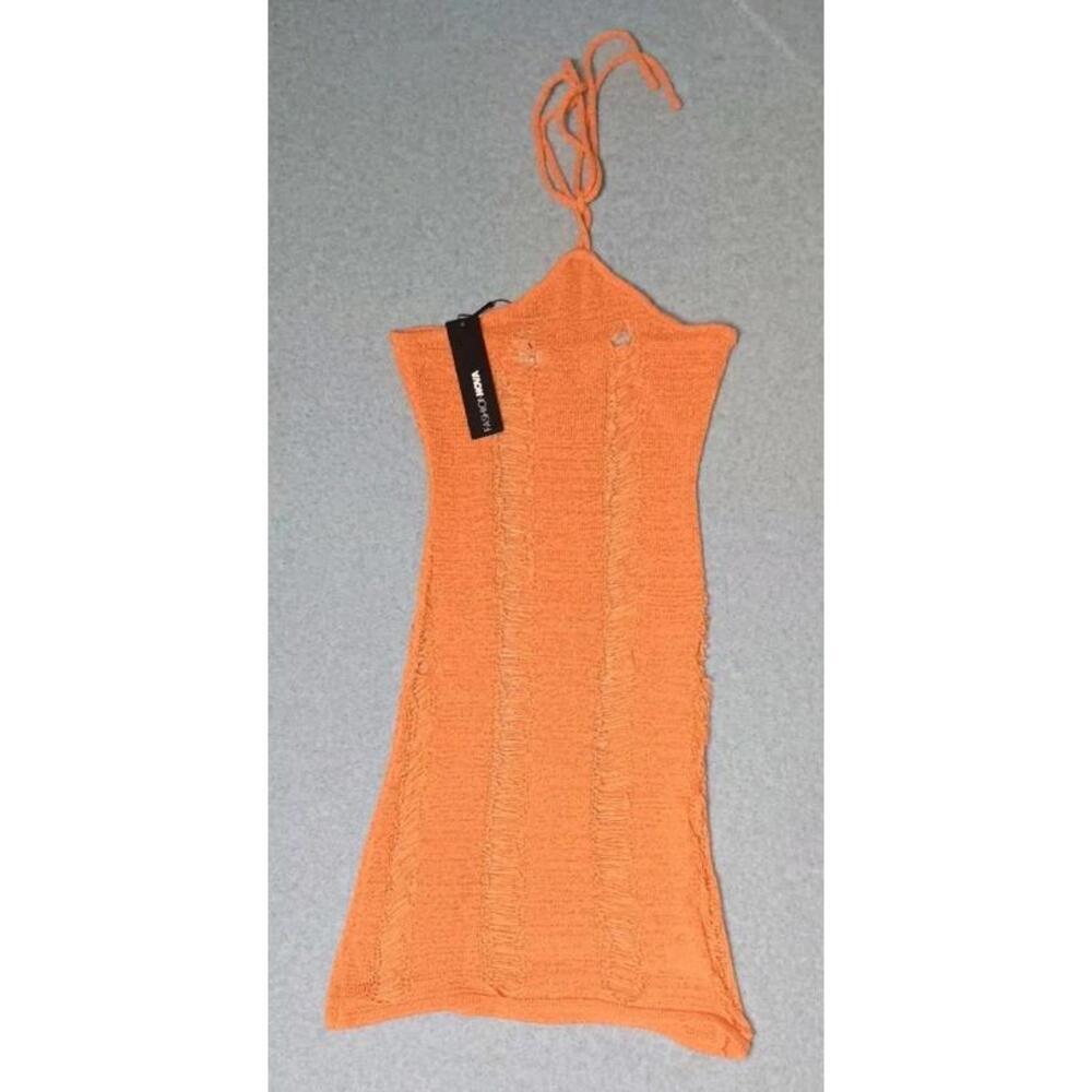 NWT! Fashion Nova Crochet Mini Dress Womens Size Xs Tulum Resort Orange Cover Up
